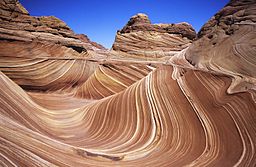 Just like candy canes that come in different flavors, striped sandstone isn't limited to red and white. (Photo credit: Gb11111/Wikimedia Commons)